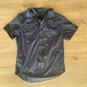 PrAna Cayman Nautical Blue Causal Button Front Short Sleeve Shirt Mens medium
